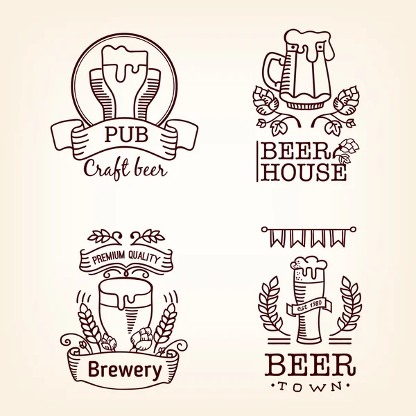 Set de etiquetas de cerveza, Banderas vintage — Vector de stock