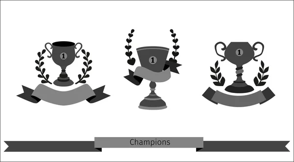 Iconos de copas ganadoras — Vector de stock