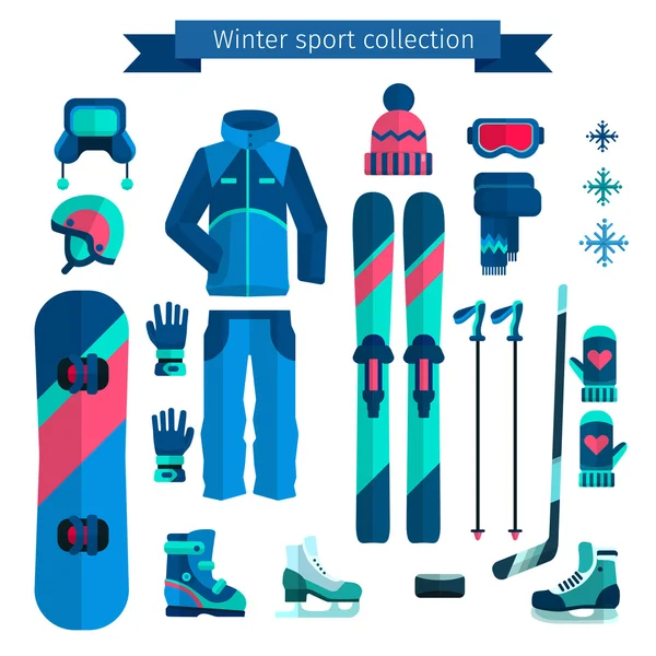 Colección de deportes de invierno — Vector de stock