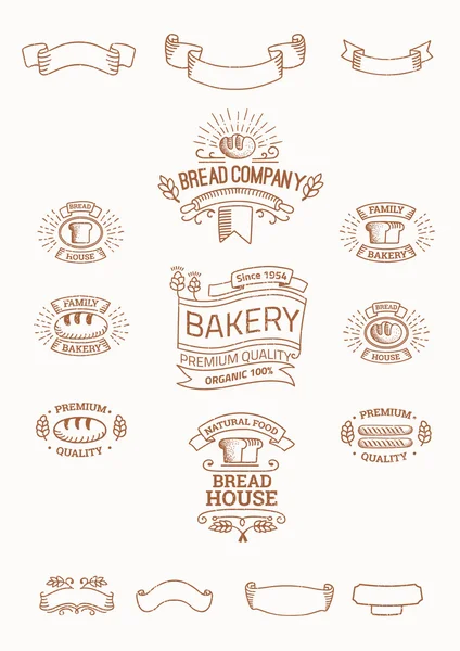 Rótulo retro set de padaria de pão —  Vetores de Stock