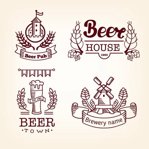 Set de etiquetas de cerveza, Banderas vintage — Vector de stock