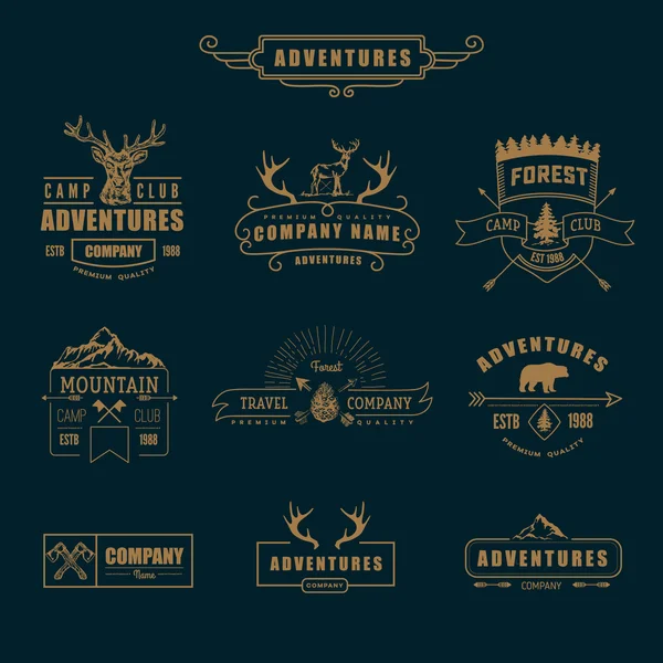 Retro collection of adventure labels — Stock Vector