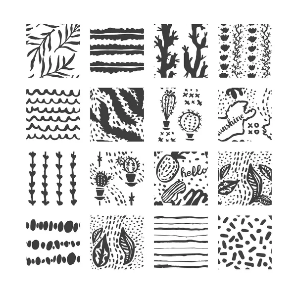 Ensemble de textures dessinées à la main, coups de pinceau — Image vectorielle