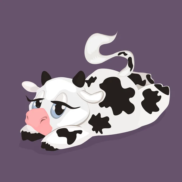 Cute Cartoon Lying Cow — Stock Vector