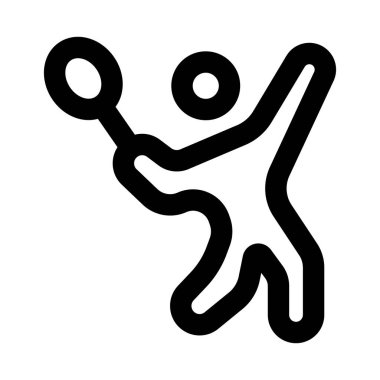 Spor, spor, spor ve aktivite tasarımı için badminton ikonu oynayan enerjik minimal adam