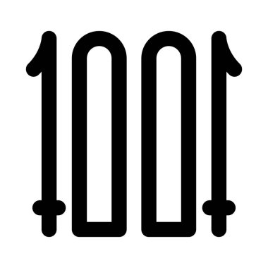 Kayaklar ve Sopalar kış sporları, dinlenme ve açık hava aktiviteleri için zarif bir simge