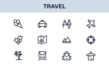 Vibrant Travel Icons. Modern Vector Set for Tourism, Adventure, and Vacation Projects Perfect for Designers