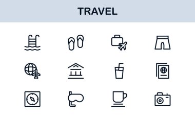 Vibrant Travel Icons. Modern Vector Set for Tourism, Adventure, and Vacation Projects Perfect for Designers