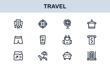 Vibrant Travel Icons. Modern Vector Set for Tourism, Adventure, and Vacation Projects Perfect for Designers