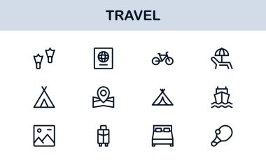 Vibrant Travel Icons. Modern Vector Set for Tourism, Adventure, and Vacation Projects Perfect for Designers