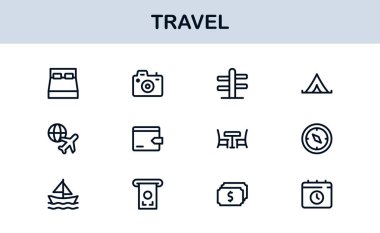 Vibrant Travel Icons. Modern Vector Set for Tourism, Adventure, and Vacation Projects Perfect for Designers