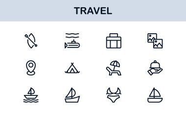Vibrant Travel Icons. Modern Vector Set for Tourism, Adventure, and Vacation Projects Perfect for Designers