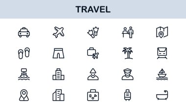Vibrant Travel Icons. Modern Vector Set for Tourism, Adventure, and Vacation Projects Perfect for Designers
