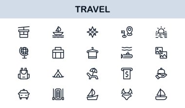Vibrant Travel Icons. Modern Vector Set for Tourism, Adventure, and Vacation Projects Perfect for Designers