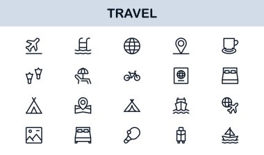Vibrant Travel Icons. Modern Vector Set for Tourism, Adventure, and Vacation Projects Perfect for Designers