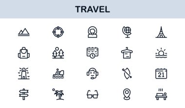 Vibrant Travel Icons. Modern Vector Set for Tourism, Adventure, and Vacation Projects Perfect for Designers