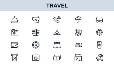 Vibrant Travel Icons. Modern Vector Set for Tourism, Adventure, and Vacation Projects Perfect for Designers