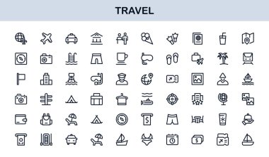 Vibrant Travel Icons. Modern Vector Set for Tourism, Adventure, and Vacation Projects Perfect for Designers