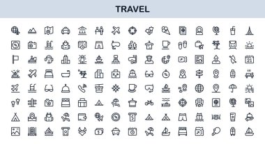 Vibrant Travel Icons. Modern Vector Set for Tourism, Adventure, and Vacation Projects Perfect for Designers
