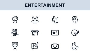 Modern Entertainment Line Icon Set Professional Vector Collection of Minimal Unique Symbols for Creative Media Industry