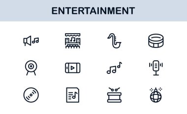 Modern Entertainment Line Icon Set Professional Vector Collection of Minimal Unique Symbols for Creative Media Industry