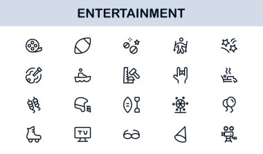 Modern Entertainment Line Icon Set Professional Vector Collection of Minimal Unique Symbols for Creative Media Industry