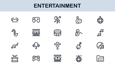 Modern Entertainment Line Icon Set Professional Vector Collection of Minimal Unique Symbols for Creative Media Industry