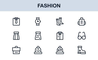 Fashion Industry Modern Professional Line Icon Pack Sleek Minimal Vector Set Featuring Clothing and Accessories