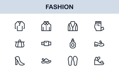 Fashion Industry Modern Professional Line Icon Pack Sleek Minimal Vector Set Featuring Clothing and Accessories
