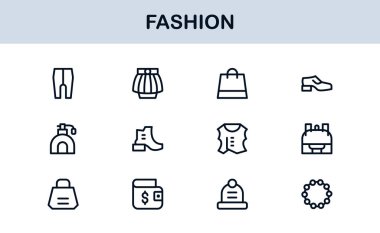 Fashion Industry Modern Professional Line Icon Pack Sleek Minimal Vector Set Featuring Clothing and Accessories