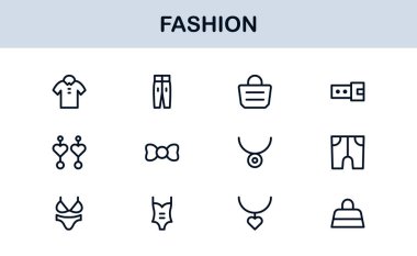 Fashion Industry Modern Professional Line Icon Pack Sleek Minimal Vector Set Featuring Clothing and Accessories