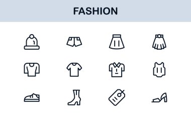 Fashion Industry Modern Professional Line Icon Pack Sleek Minimal Vector Set Featuring Clothing and Accessories
