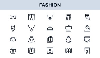 Fashion Industry Modern Professional Line Icon Pack Sleek Minimal Vector Set Featuring Clothing and Accessories