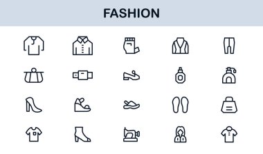 Fashion Industry Modern Professional Line Icon Pack Sleek Minimal Vector Set Featuring Clothing and Accessories