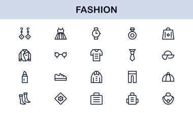 Fashion Industry Modern Professional Line Icon Pack Sleek Minimal Vector Set Featuring Clothing and Accessories