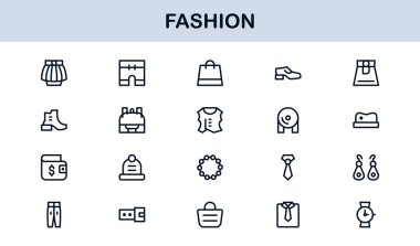 Fashion Industry Modern Professional Line Icon Pack Sleek Minimal Vector Set Featuring Clothing and Accessories