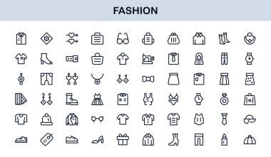 Fashion Industry Modern Professional Line Icon Pack Sleek Minimal Vector Set Featuring Clothing and Accessories
