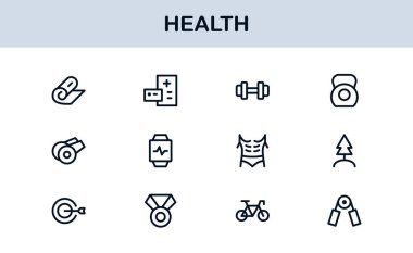 Professional Modern Health Line Icon Set with Minimal Clean Design for Medical and Wellness