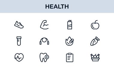 Professional Modern Health Line Icon Set with Minimal Clean Design for Medical and Wellness