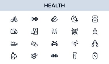 Professional Modern Health Line Icon Set with Minimal Clean Design for Medical and Wellness