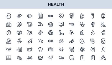 Professional Modern Health Line Icon Set with Minimal Clean Design for Medical and Wellness