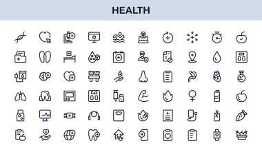 Professional Modern Health Line Icon Set with Minimal Clean Design for Medical and Wellness