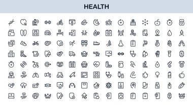 Professional Modern Health Line Icon Set with Minimal Clean Design for Medical and Wellness