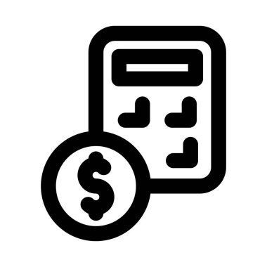 Modern Düz Para Hesaplayıcı Simgesi Minimum Taslak Finans ve Muhasebe Sembolü