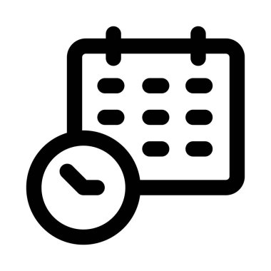 Modern Düz Tarih ve Saat Simgesi Minimum Taslak Saat ve Takvim Sembolü