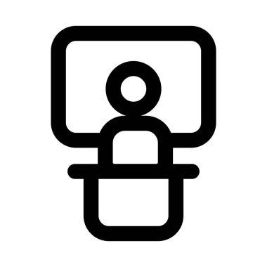 Toplantı, tartışma ve modern profesyonel iletişim tasarımı simgesini temsil eden konferans dairesi minimal ana hatları simgesi