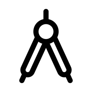 Tasarım ölçümü, geometri ve modern yaratıcı tasarım aracı tasarımı temsil eden Pusula düz minimal taslak simgesi çizimi