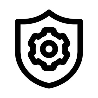 Güvenlik Ayarları düz minimal taslak simgesi hesap koruması, sistem yapılandırması ve modern dijital güvenlik tasarımı temsil ediyor