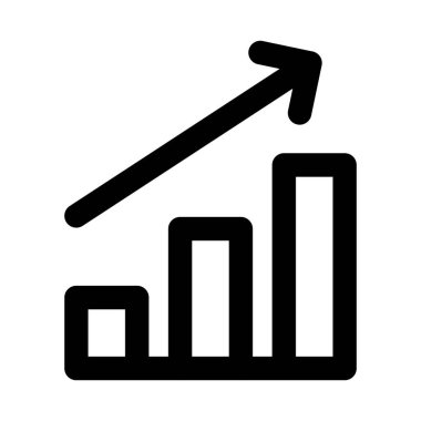 Büyümeyi, iş performansını ve modern veri analiz tasarımını temsil eden Graph Arrow düz minimal taslak simgesi