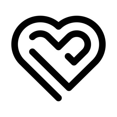 Aşk, kalp ikonu modern düz ana hatlar tarzında sevgi, duygu ve pozitif bağlantı kavramını gösteriyor